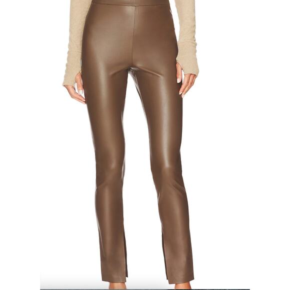 Blank NYC Pants Womens 27 Brown Faux Leather Leggings Love Much Vented - Picture 3 of 12